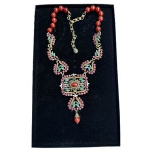 Heidi Daus Carnelian Bead Crystal Necklace Vintage Never Worn
